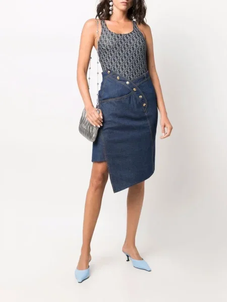 Asymetrické džínová sukně Christian Dior Pre-owned modré