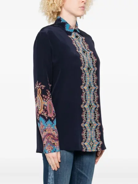 Cămașă Etro de mătase cu imagine cu model paisley negru