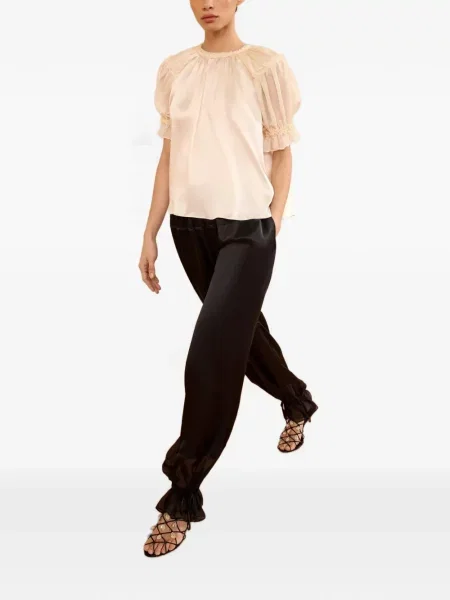 Pantaloni Ulla Johnson de mătase negru