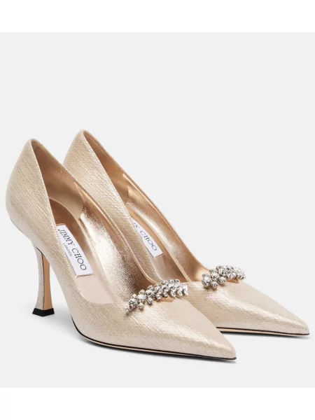 Pantofi cu toc Jimmy Choo din piele auriu