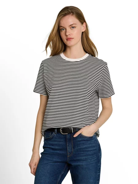 TOM TAILOR DENIM Tričko čierna biela