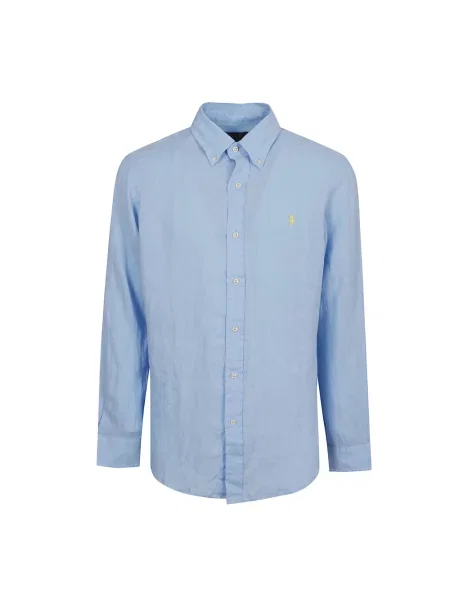 Lniana koszula Ralph Lauren niebieska