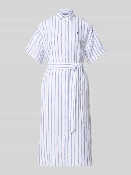 Sukienka koszulowa o kroju oversized z czystego lnu Polo Ralph Lauren biała