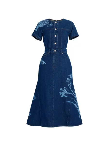 Scurt rochie Erdem cu model floral cu imagine albastru