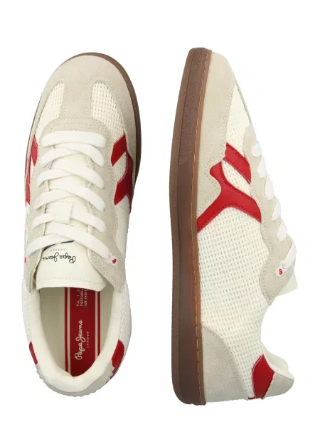 Pepe Jeans Nízke tenisky BALL krémová / svetlosivá červená