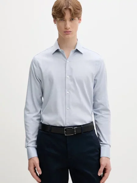 Calvin Klein cămașă non-iron pentru bărbați din cu albastru