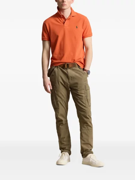 Tricou polo Polo Ralph Lauren cu glugă cu blană cu broderie roșu