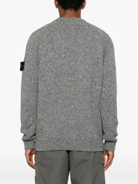 Pulover Stone Island cu decolteu rotund cu strasuri gri