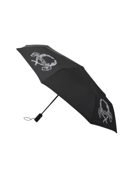 Parasol Moschino z logo czarny