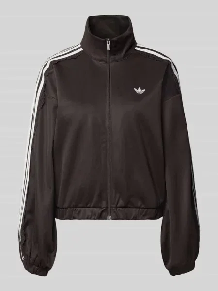 Oversized bluza rozpinana z mieszanka bawełny model LACE OVERSIZED' Adidas Originals brązowa
