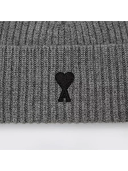 Czapka Ami Paris wełniana z logo szara