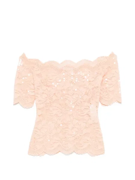 Top Rabanne koronkowy pomarańczowy