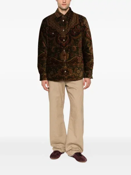 Geacă Etro de catifea cord cu imagine cu model paisley maro