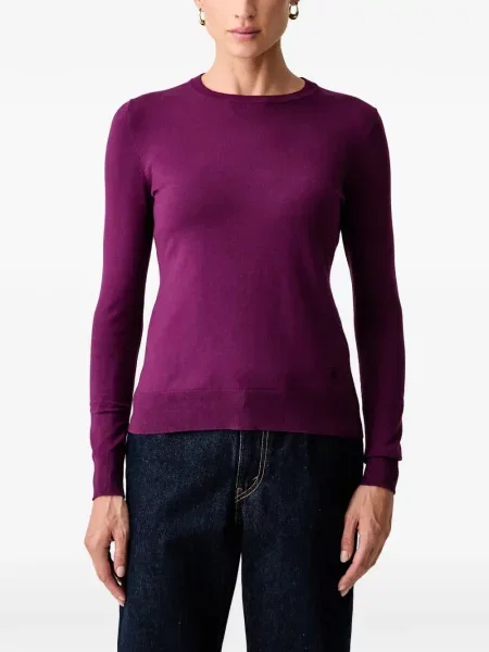 Lung pulover Trussardi cu decolteu rotund violet