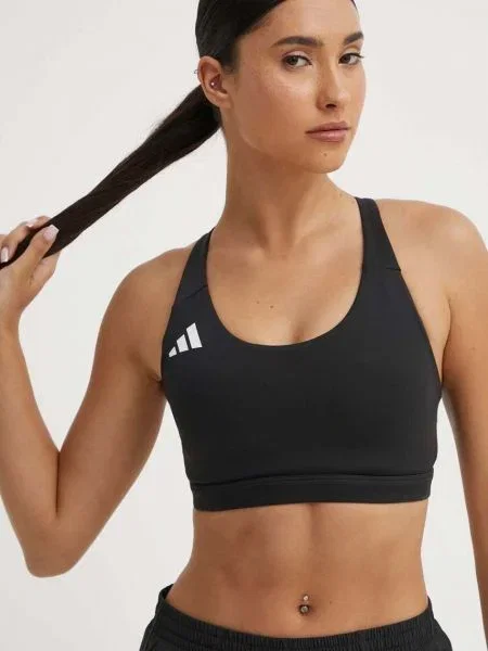 Спортен сутиен adidas Performance Adizero Essentials с изчистен дизайн черно