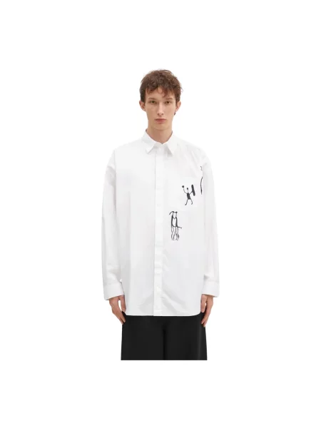 Wood Wood koszula Rofus Oversized Print Shirt relaxed z kołnierzykiem klasycznym biały