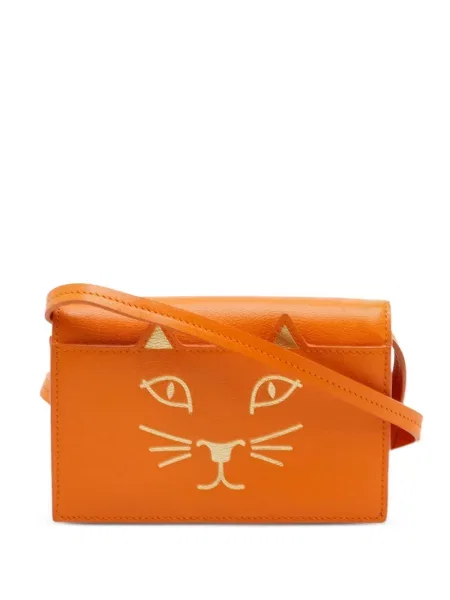 Geantă Charlotte Olympia din piele portocaliu