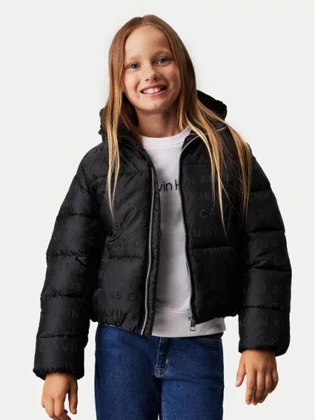 Calvin Klein Jeans Žieminė striukė Logo Aop juoda