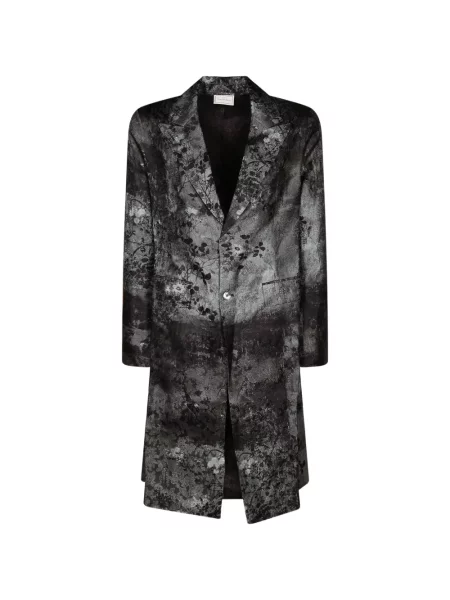 Palton Pierre-louis Mascia cu model floral cu imagine din jacard gri