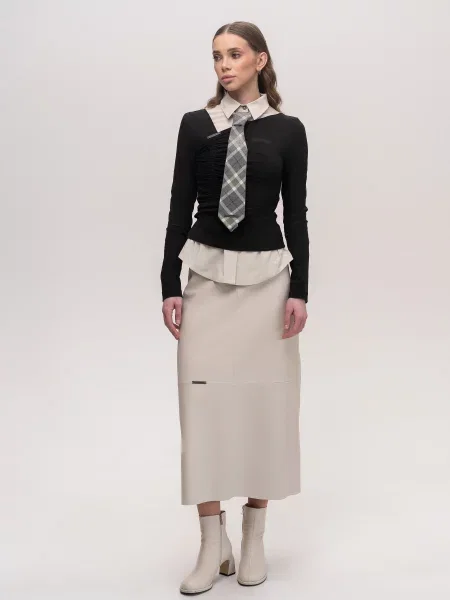 Спідниця міді Seven Eleven поліуретан/поліестер бежевий