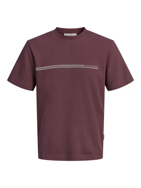 JACK & JONES Tricou JCOFusion roșu burgundy alb