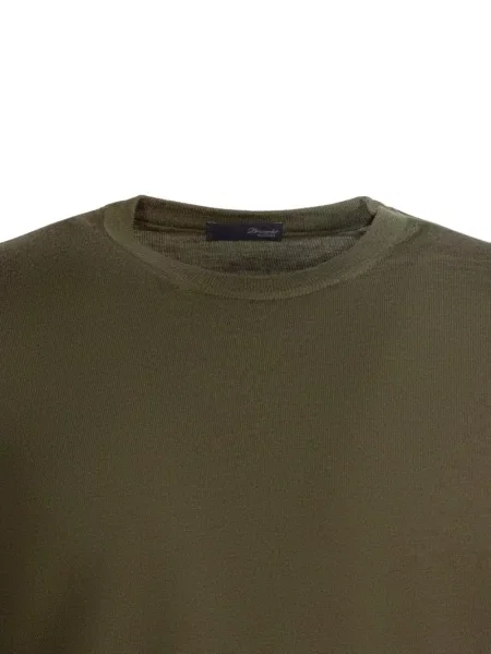 Плетен пуловер Drumohr с кръгло деколте зелено