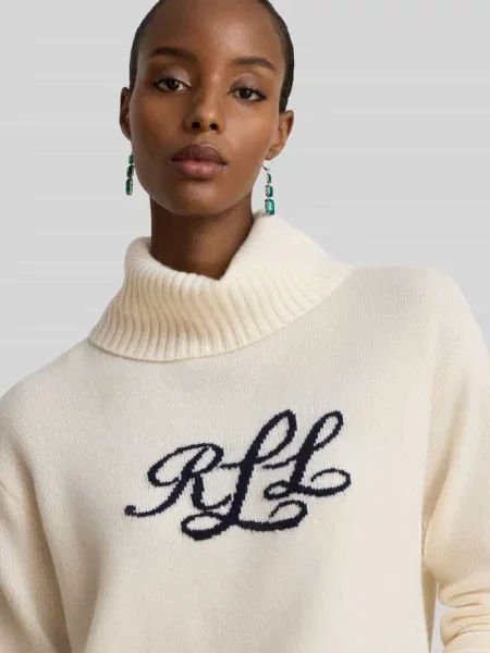 Sweter z kaszmiru z napisem z logo Lauren Ralph Lauren