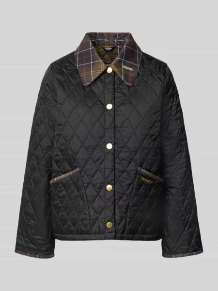 Kurtka pikowana o kroju regular fit z kontrastowym kołnierzem Barbour czarna