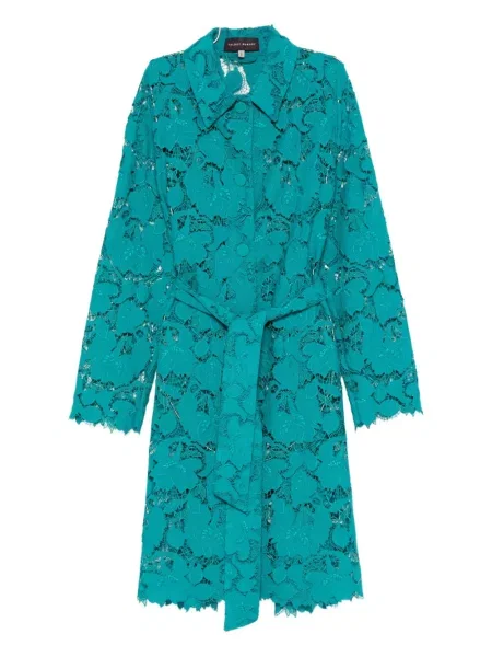 Płaszcz Talbot Runhof w kwiatki koronkowy niebieski
