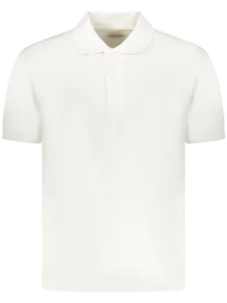 Polo majica Guess Jeans s kratkimi rokavi z avtogramom bela