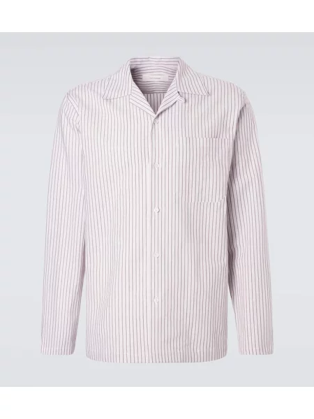 Lněná pruhovaná košile Umit Benan béžová