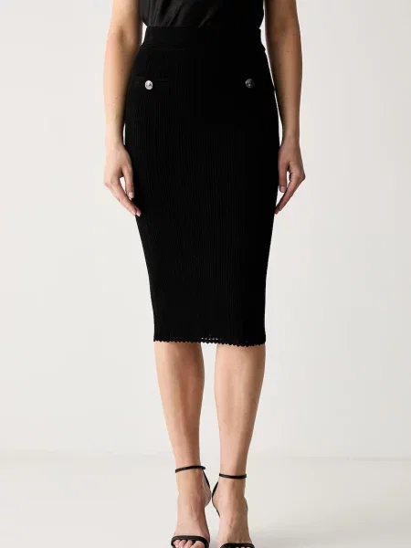 Guess fustă tricotată cu vâscoză CARMEN negru