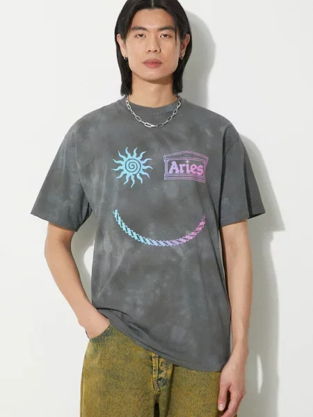 Tričko Aries Grunge Happy Dude SS Tee s potiskem šedá