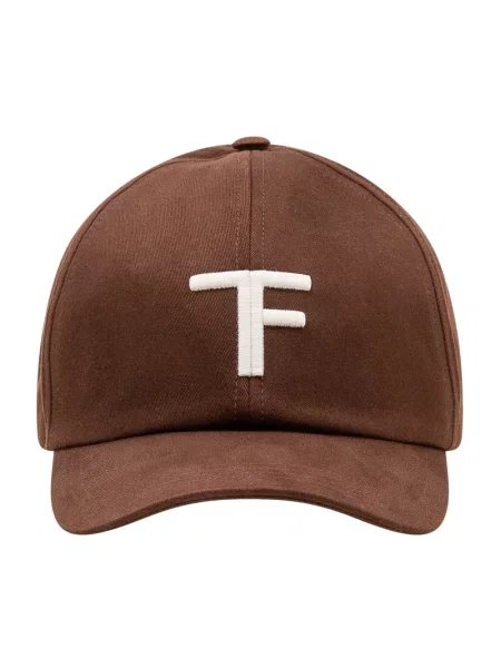 Czapka z daszkiem Tom Ford płócienna brązowa