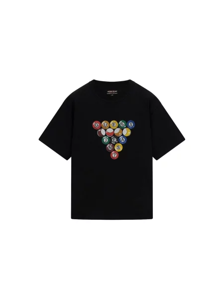 GUESS JEANS Tricou POOL BALL galben / verde / negru alb