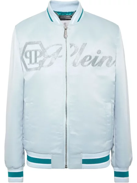 Geacă bomber Philipp Plein din satin albastru