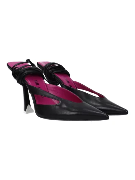 Czółenka The Attico skórzana wiązana czarna