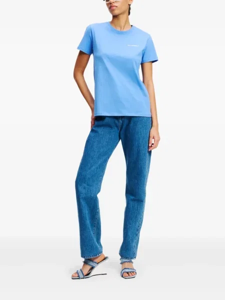 Tricou Karl Lagerfeld cu broderie albastru