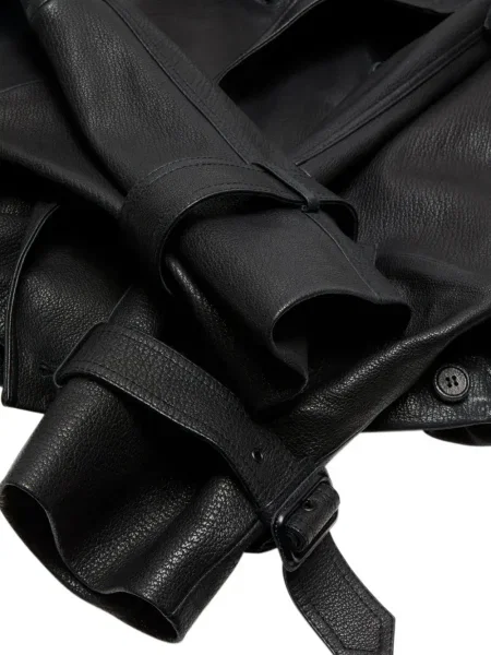 Geanta de piele Acne Studios cu două rânduri de nasturi negru