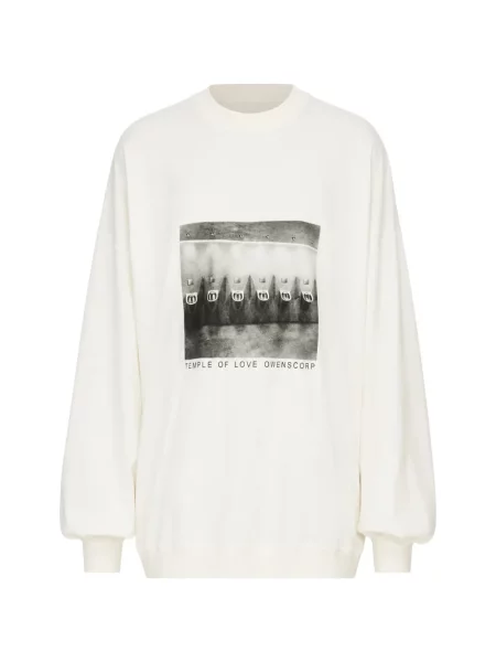 Pulover Rick Owens Drkshdw cu imagine cu decolteu rotund alb