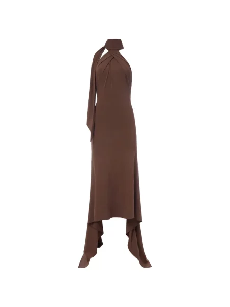 Rochie midi Monse asimetrică maro