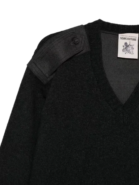 Pulover Semicouture cu decolteu în V negru