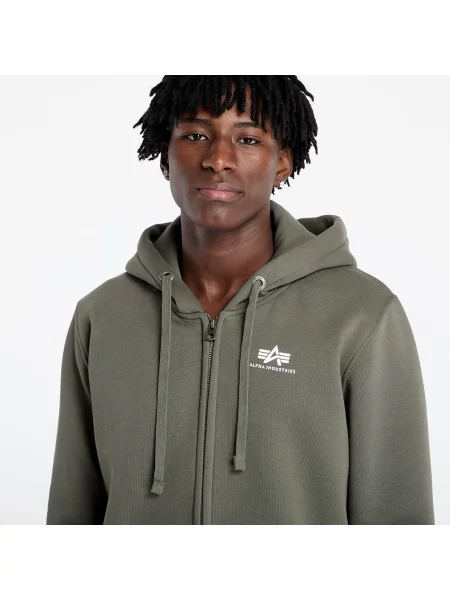Mikina Alpha Industries Basic SL dark olive bílá