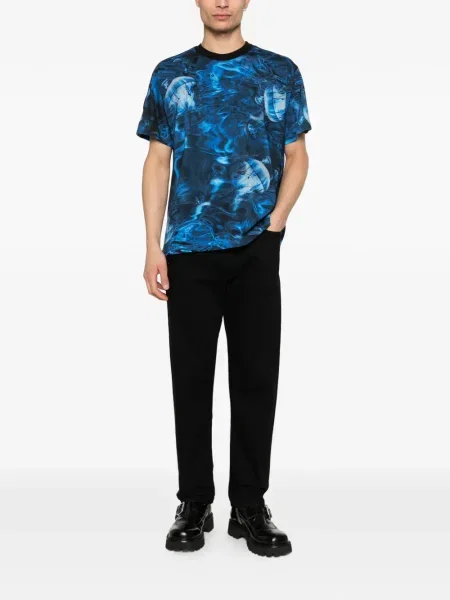 Grafický tričko Versace Jeans Couture s autogramem modré
