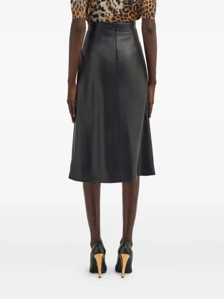 Fustă din piele Roberto Cavalli plisată până la genunchi negru
