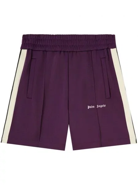 Pantaloni scurți Palm Angels cu broderie cu dungi violet