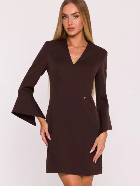 Rochie mini Made Of Emotion cu decolteu în V maro