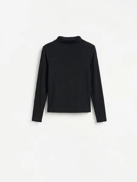 Reserved Tricou cu mânecă lungă cu conținut ridicat de modal negru