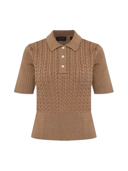 Dzianinowy sweter Lacoste beżowy