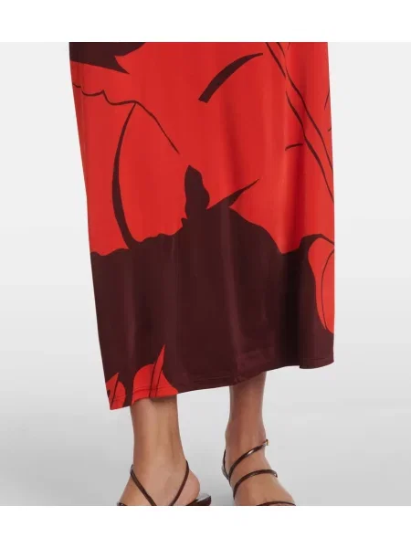 Rochie maxi Johanna Ortiz cu imagine din jerseu de costum roșu